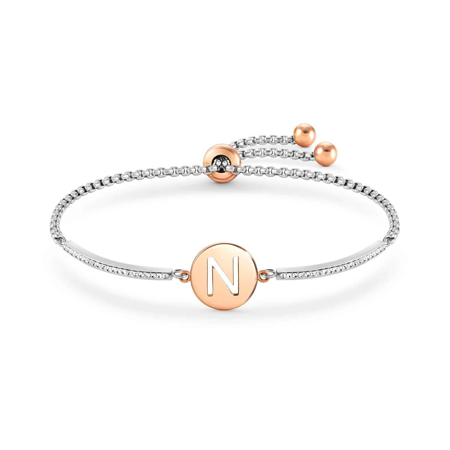 Ana Joalheiros - Pulseiras com iniciais - Pulseira Nonimation em aço inox com letra N Milleluci