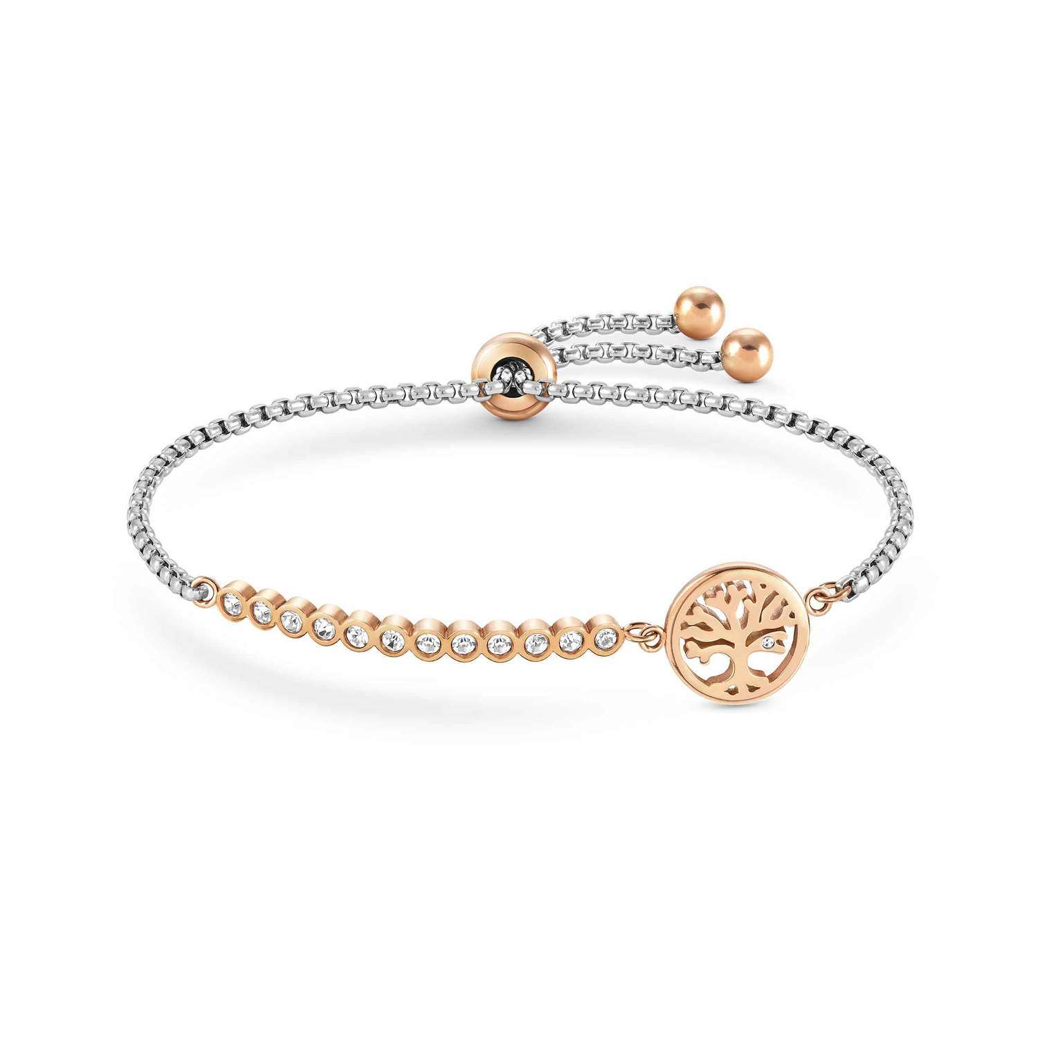 Ana Joalheiros - Nomination pulseiras - Pulseira aço inoxidavel rosa com arvore da vida Milleluci