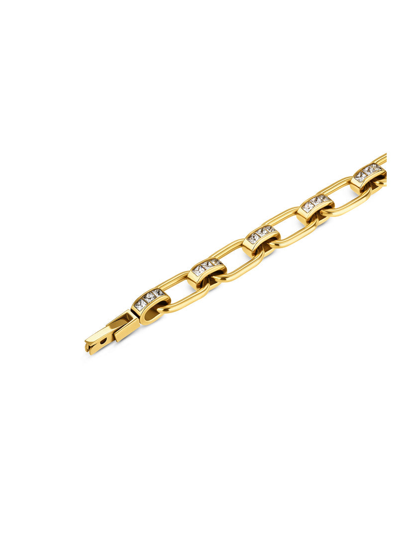 Ana Joalheiros - Pulseiras One - Pulseira One Chess Crystal Golden OJCHB01G Fecho