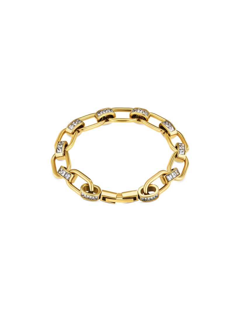 Ana Joalheiros - Pulseiras One - Pulseira One  Chess Crystal Golden OJCHB01G