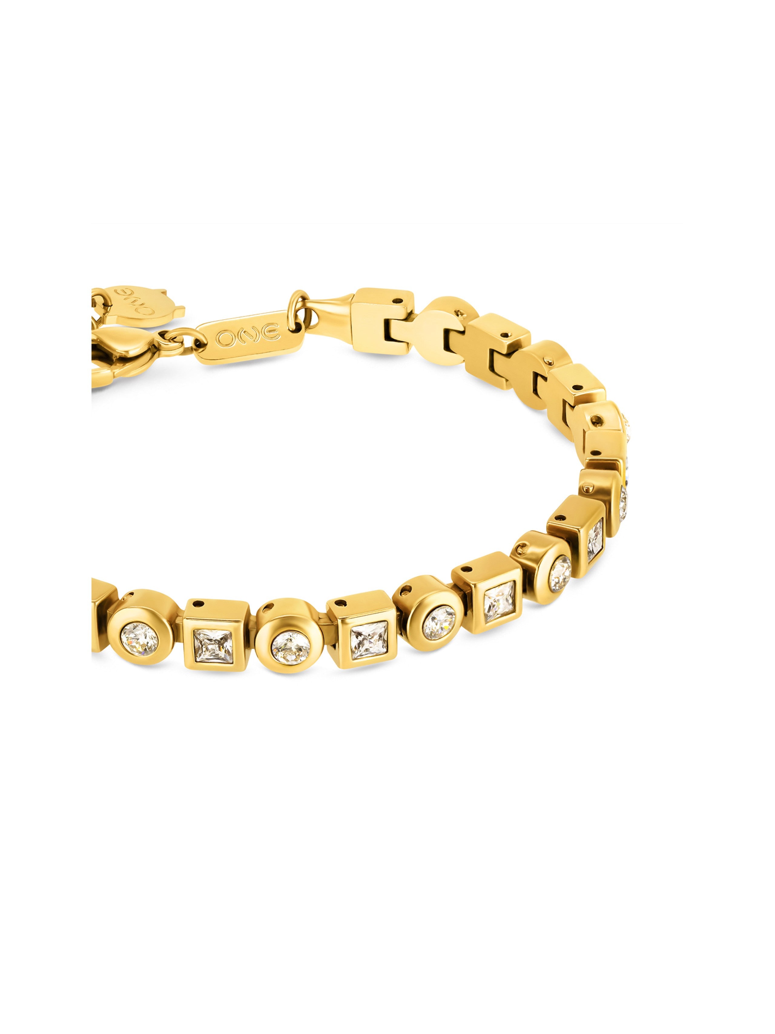 Ana Joalheiros - Pulseiras Douradas - Pulseira One Lush Golden OJBA28G Zirconias