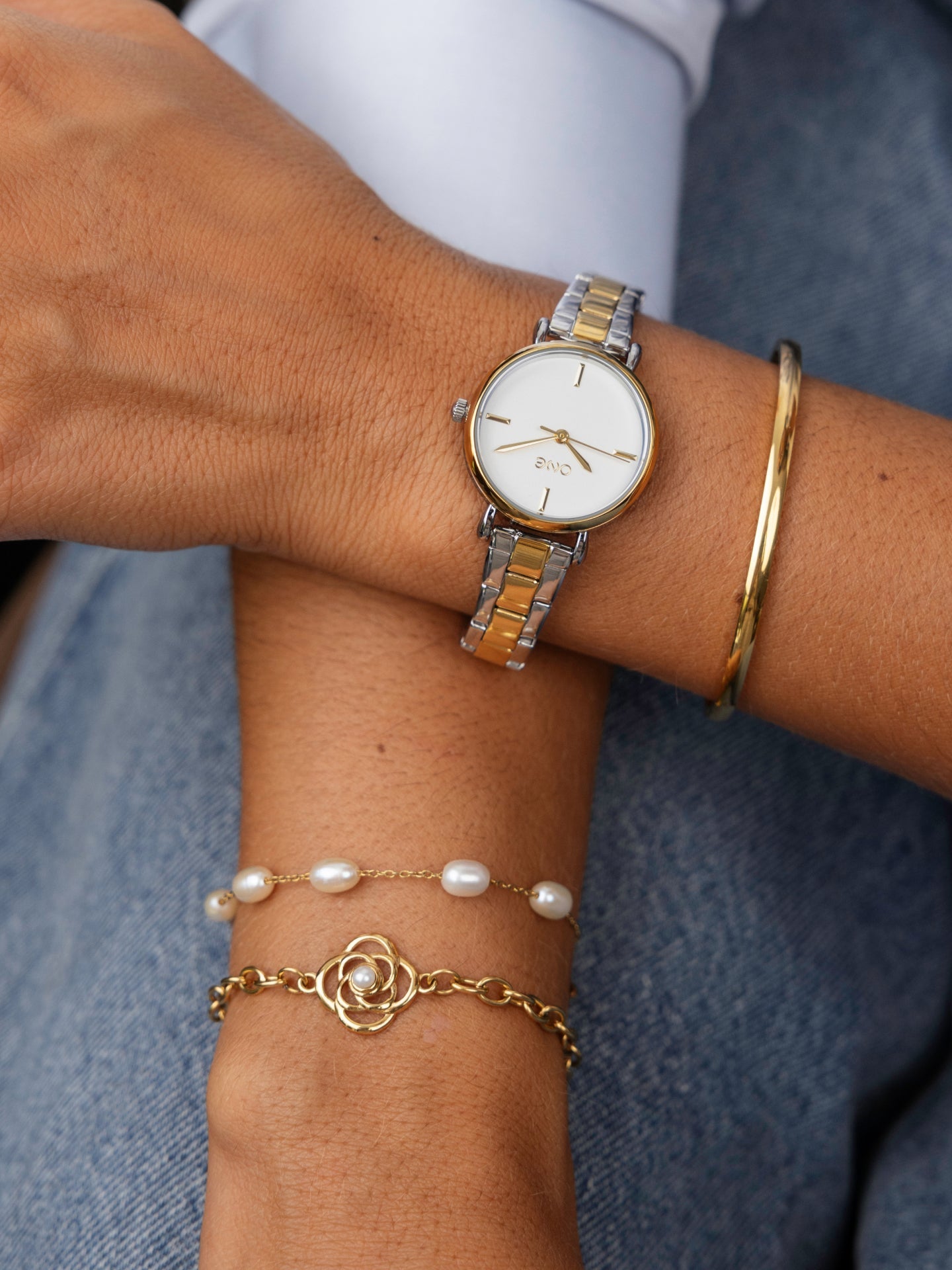 Ana Joalheiros - Pulseiras One - Pulseira One Rose Belle Golden OJRB04D  pulso