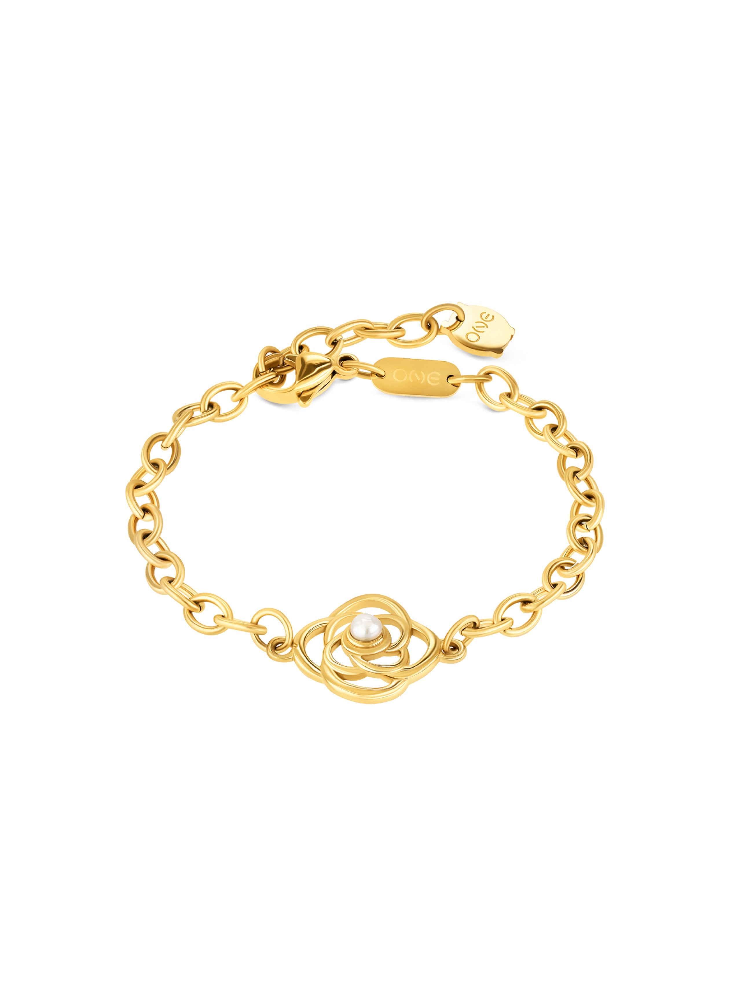 Ana Joalheiros - Pulseiras Douradas - Pulseira de Pérola Majorica Energy Love of Life Time Bicolor OJEBC754