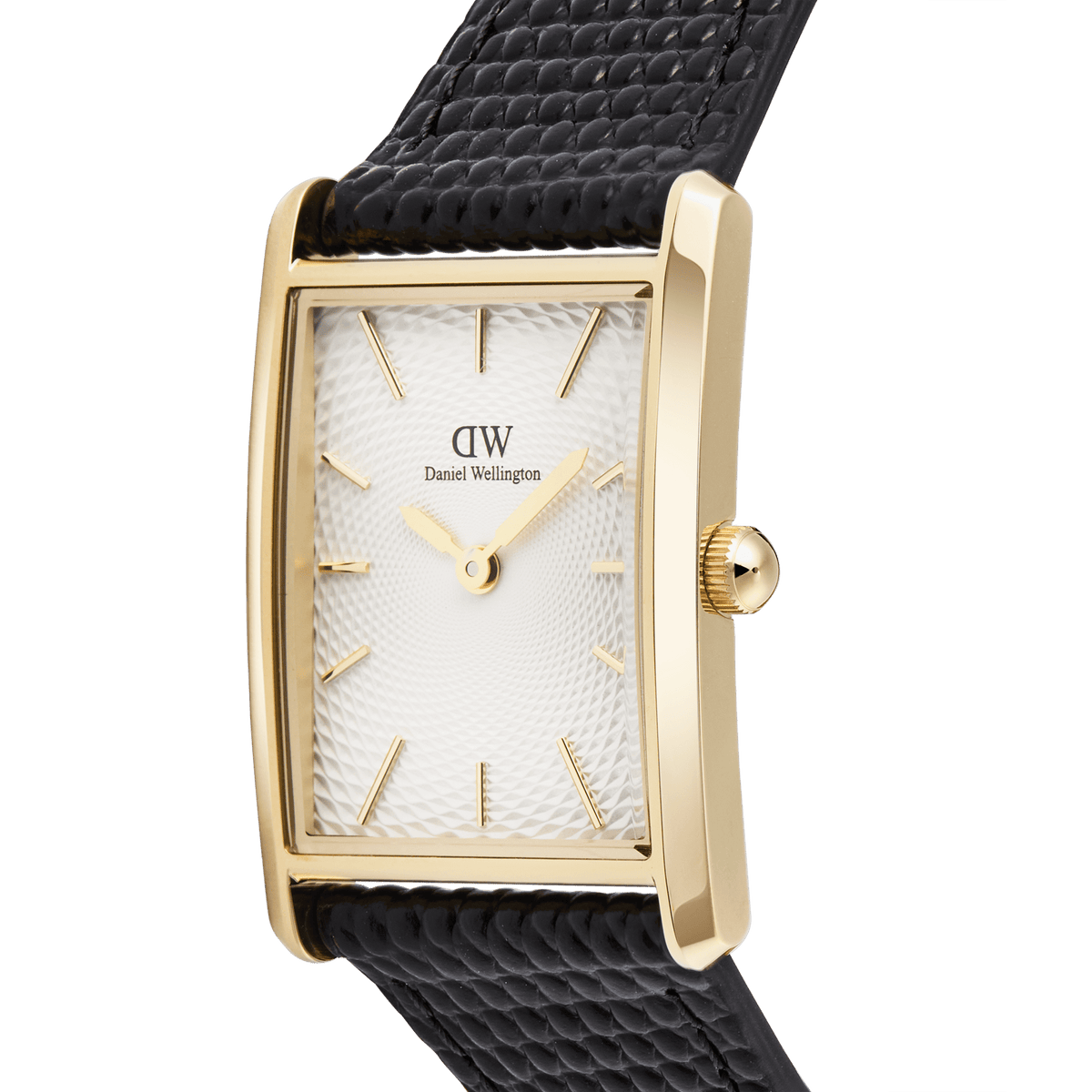Ana Joalheiros - Relógios Femininos - Relógio para mulher Daniel Wellington Bound Black Lizard Guilloché Gold DW00100899 Lateral