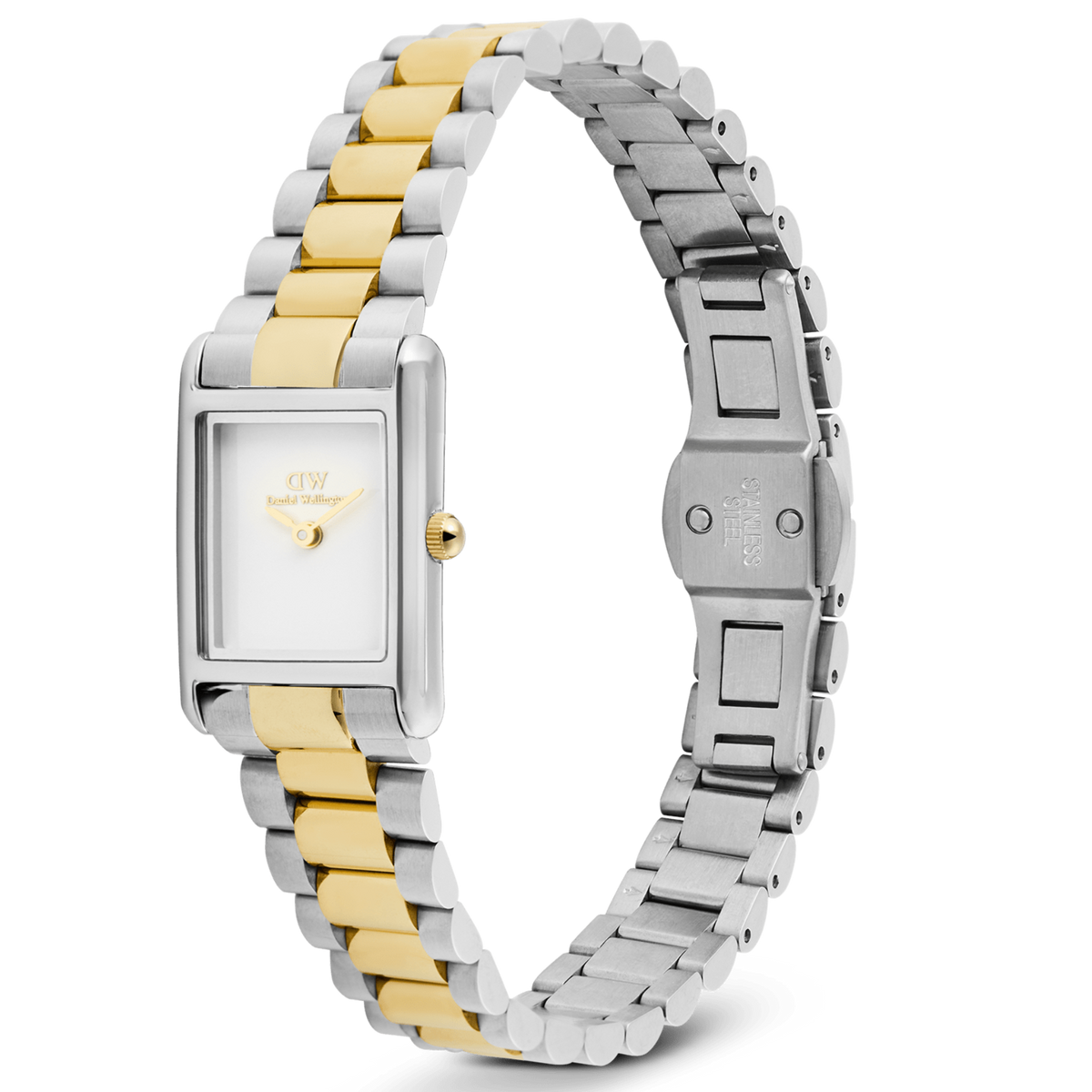 Ana Joalheiros - Relógios Femininos - Relógio para mulher Daniel Wellington Bound Mini 3-Link Two Tone Gold DW00100932 Lateral