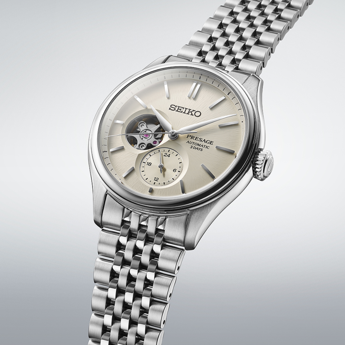 Ana Joalheiros - Relógios Seiko - Relógio para homem Seiko Presage Classic Series Skeleton Cru SPB469J1 Lateral