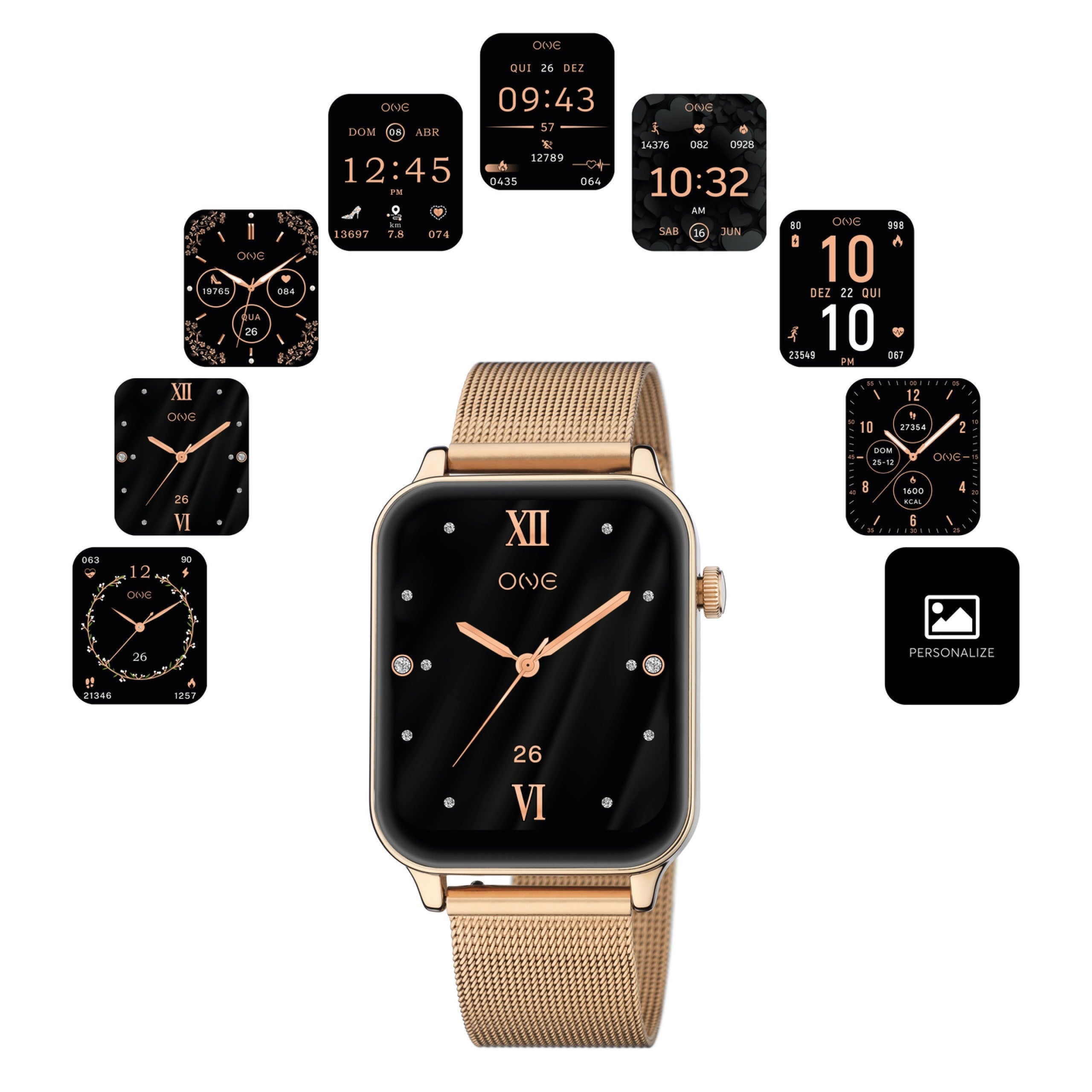Ana Joalheiros - Relógios One - Relógio Smartwatch Mulher One Frame Rose Gold Mesh OSW4197RM61L no Pulso