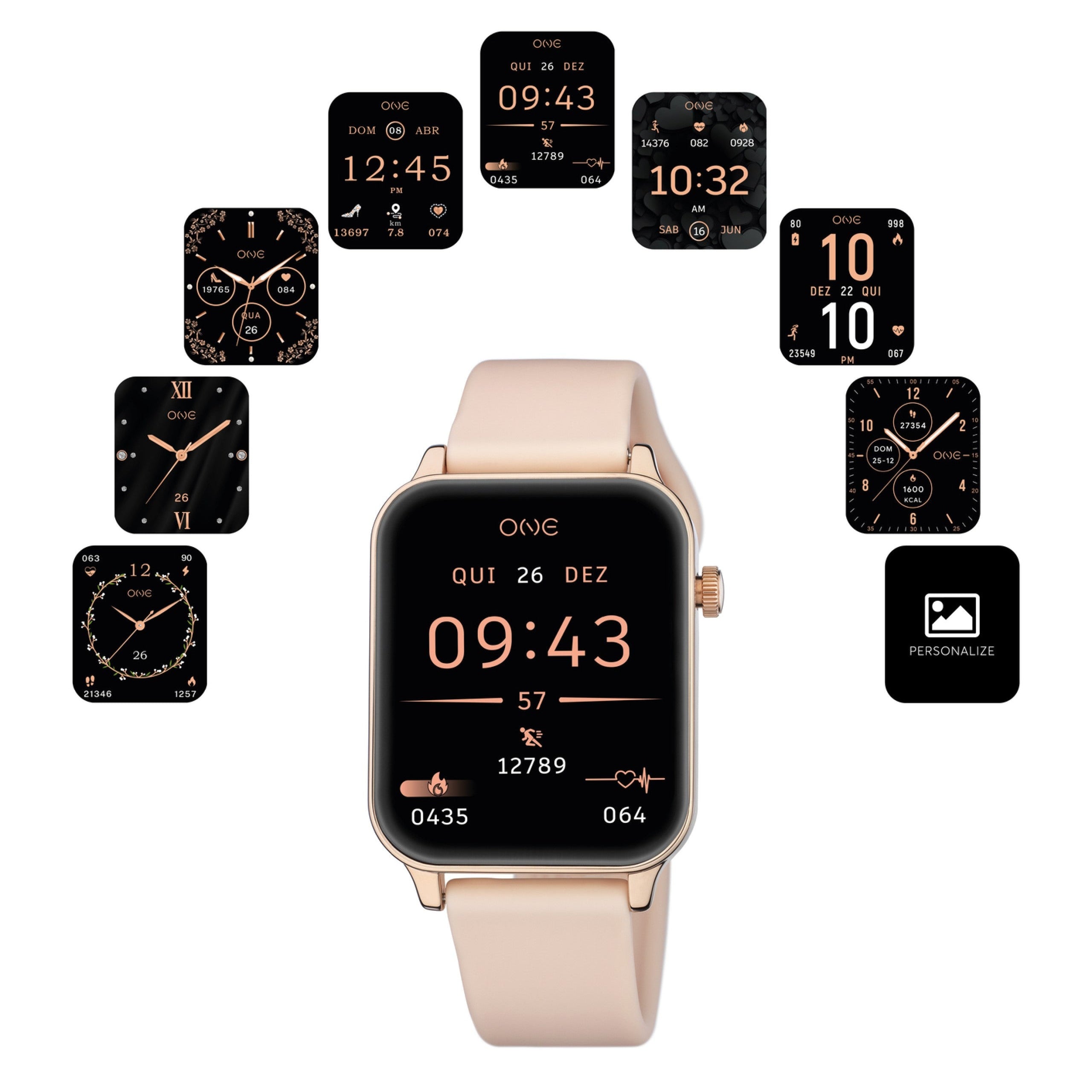 Ana Joalheiros - Relógios One - Relógio Smartwatch Mulher One Frame Rose Gold Silicone OSW4197RS61L no Pulso