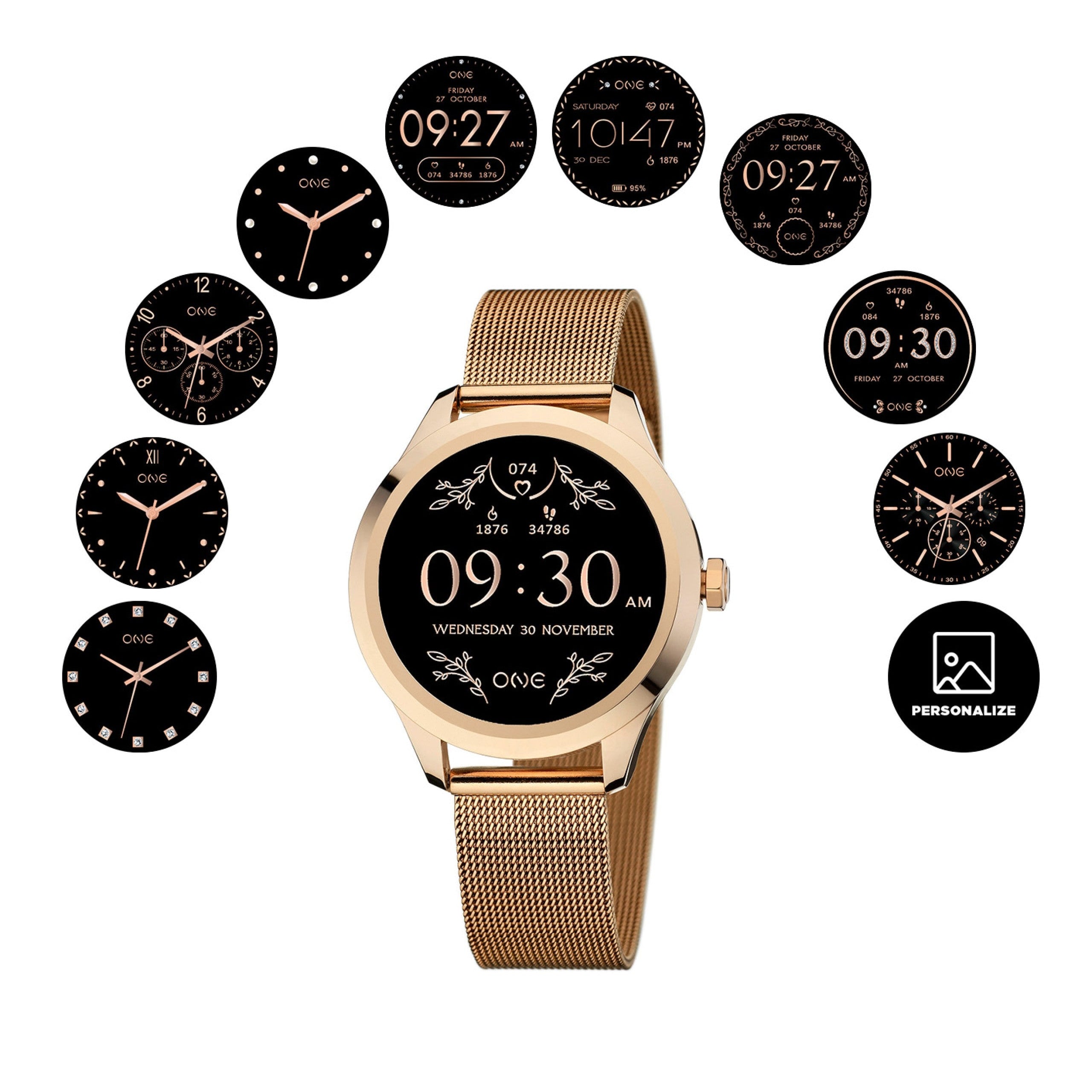 Ana Joalheiros - Relógios One - Relógio Smartwatch Mulher One Mini Rose Gold Mesh OSW0025RM51D Display