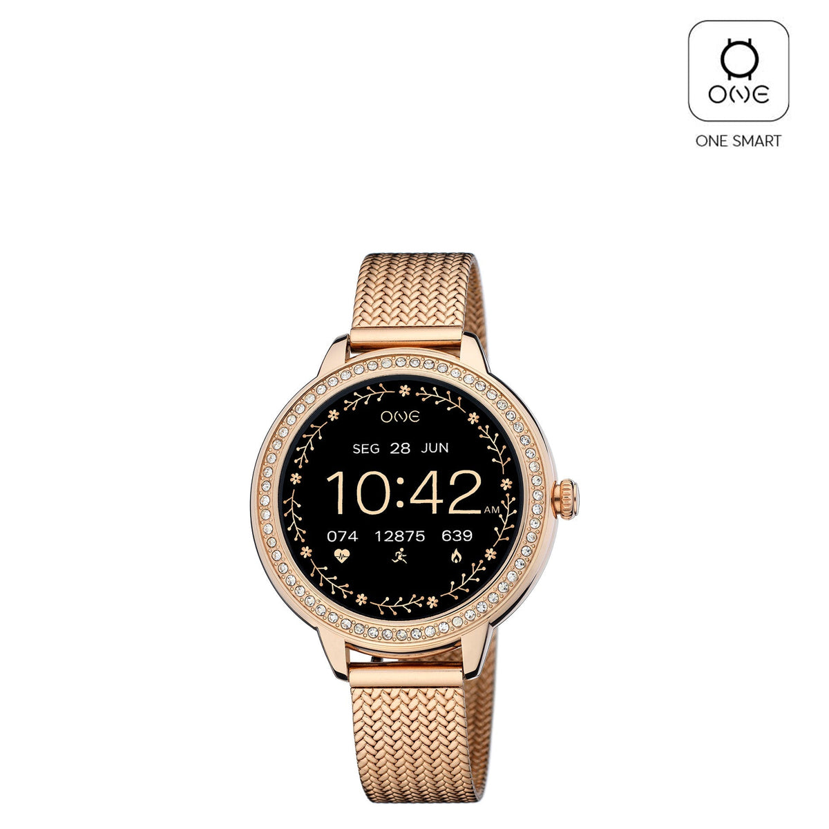 Ana Joalheiros - Relógios One - Relógio Smartwatch Mulher One Mini Spark Rose Gold Mesh OSW9810RM51L Lateral
