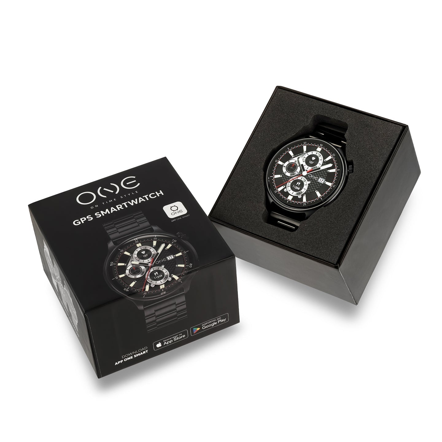 Ana Joalheiros - Relógios One - Relógio Smartwatch Homem One Smartwatch One Men Explorer GPS Black Links OSW9822BL51L Box