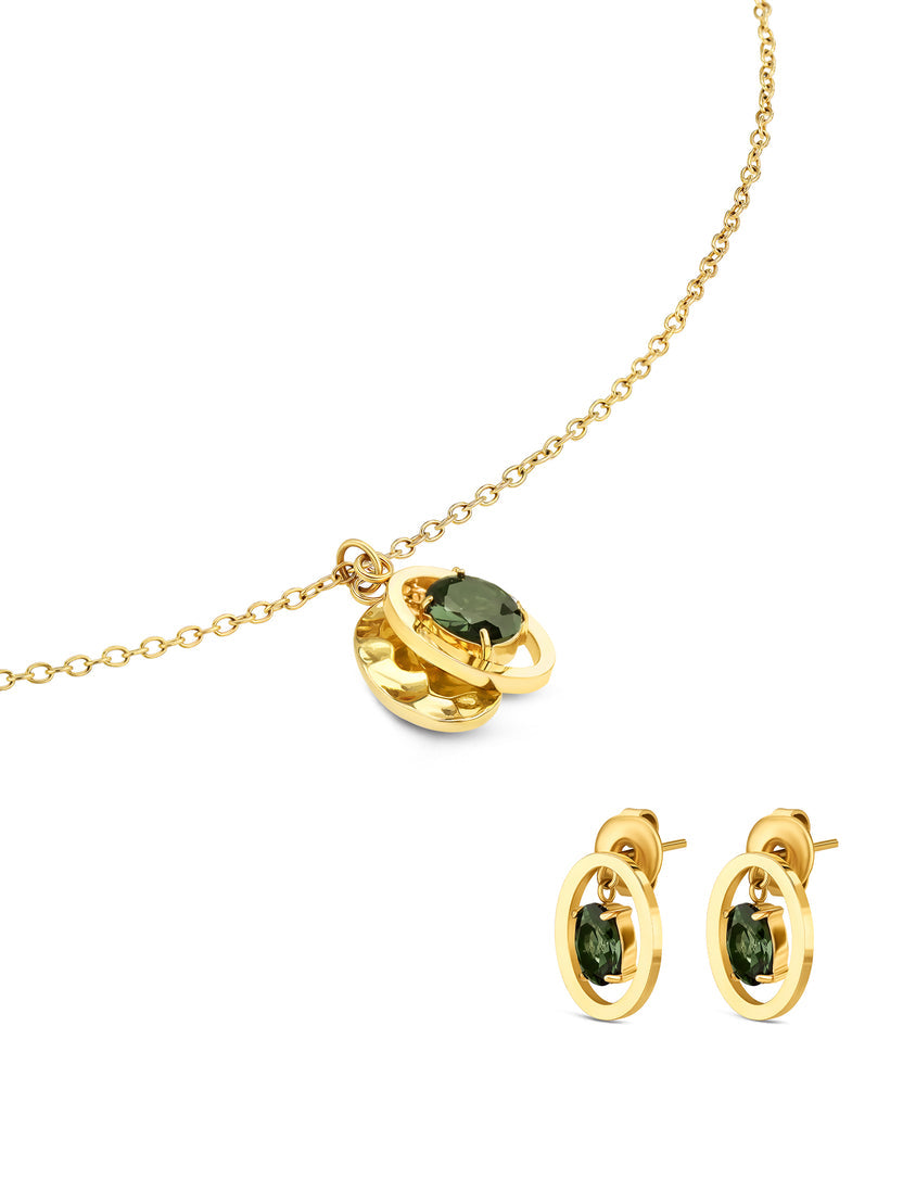 Set Colar & Brincos One Birthstone May OJSET24G05