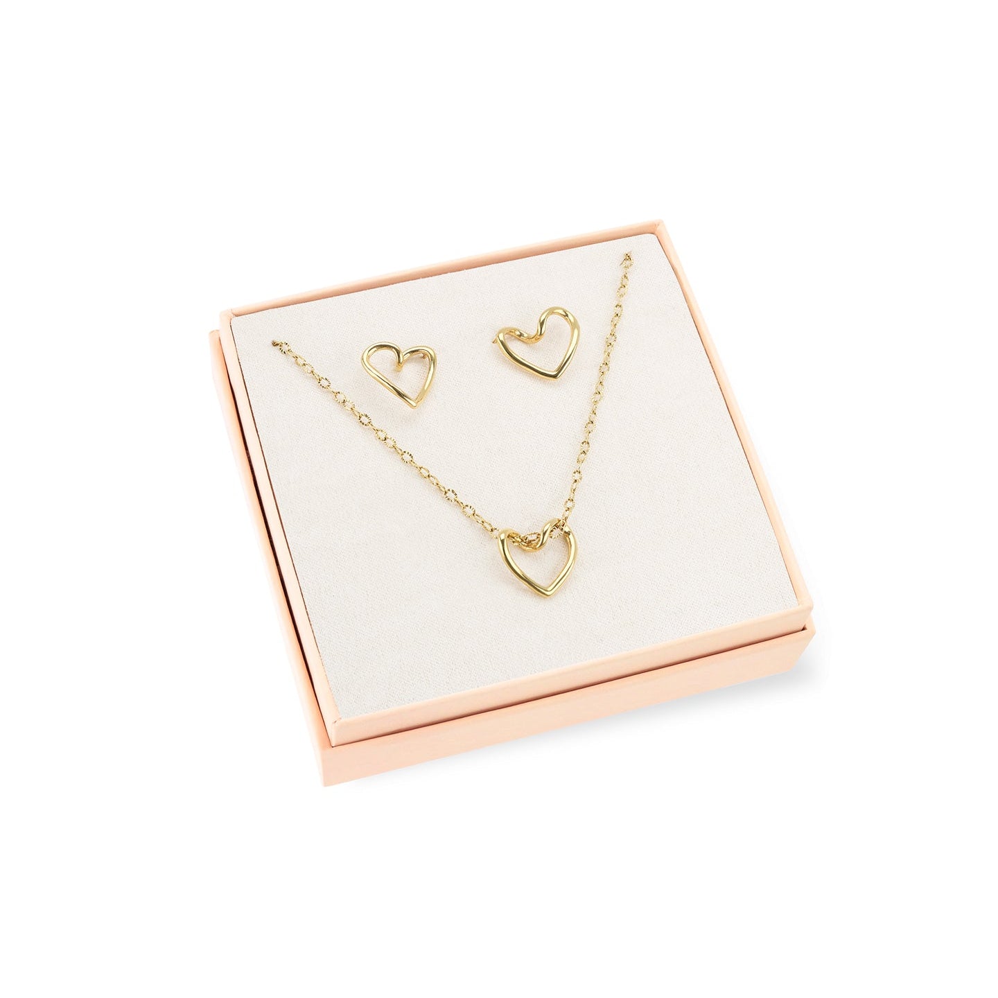 Ana Joalheiros - Charms One -Set One Colar & Brincos One Senhora Amour Gold OJSET22G coração conjunto