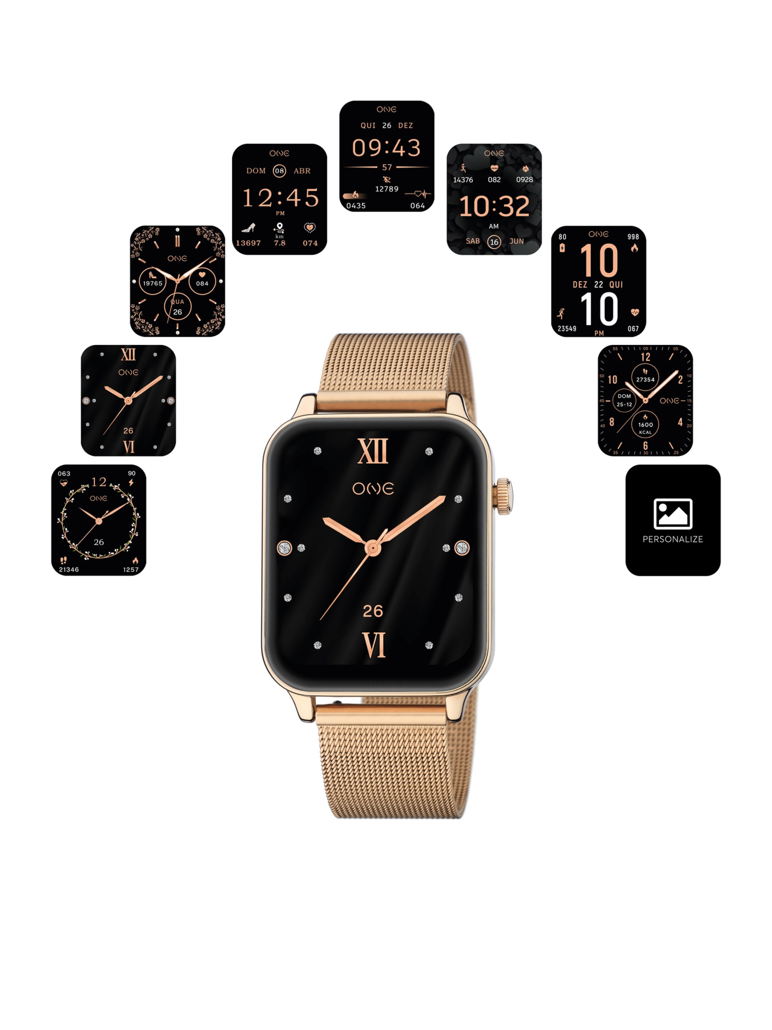 Smartwatch One Frame Rose Gold Mesh