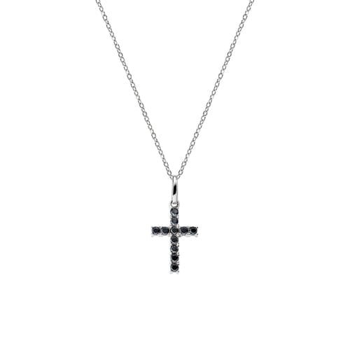 Cross and Black Zircons Necklace - Ana Joalheiros