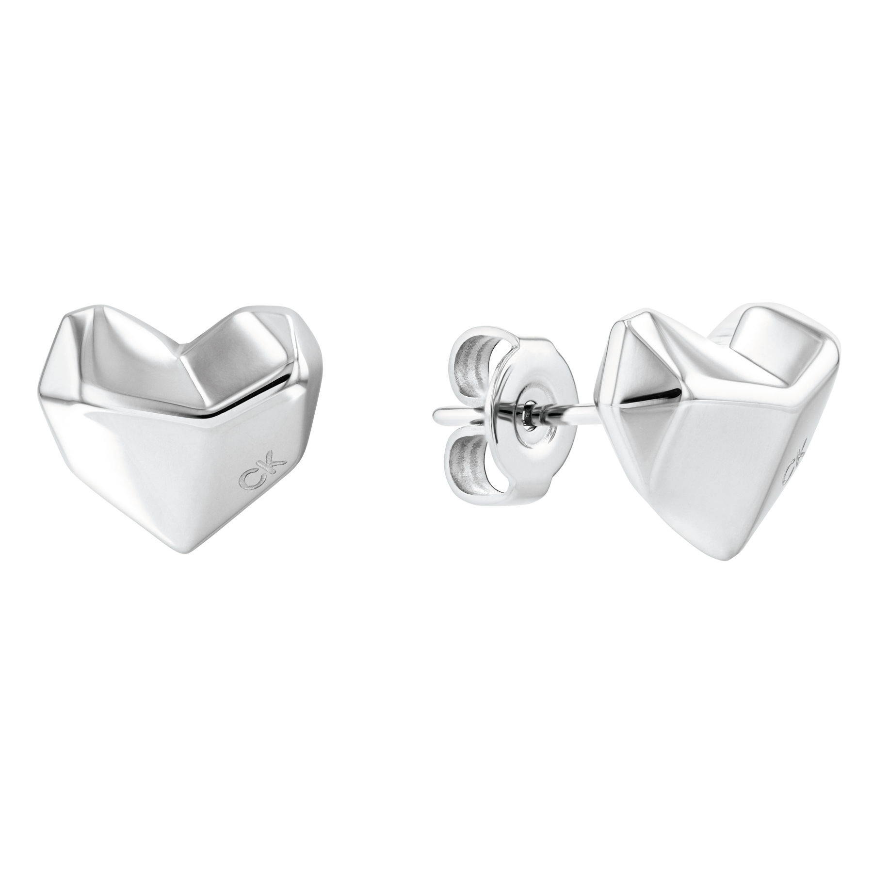 Brincos Coração Faceted Heart Em Aço - Ana Joalheiros