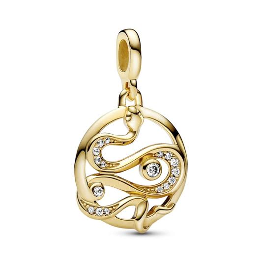 Pendente Pandora Heart 14k gold-plated medallion with clear cubic zirconia - Ana Joalheiros