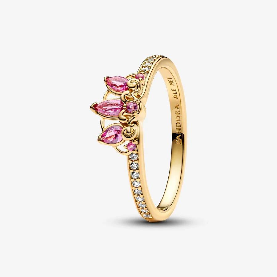 Anel Pandora Disney Rapunzel 14k gold-plated Tiara - Ana Joalheiros