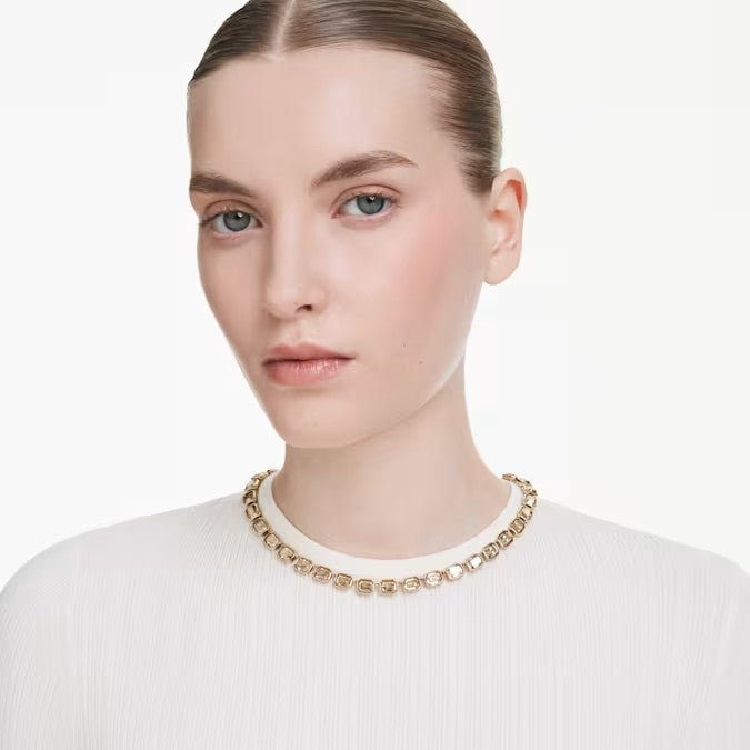 Colares Swarovski Lapidação octogonal, Amarelo, Lacado a dourado