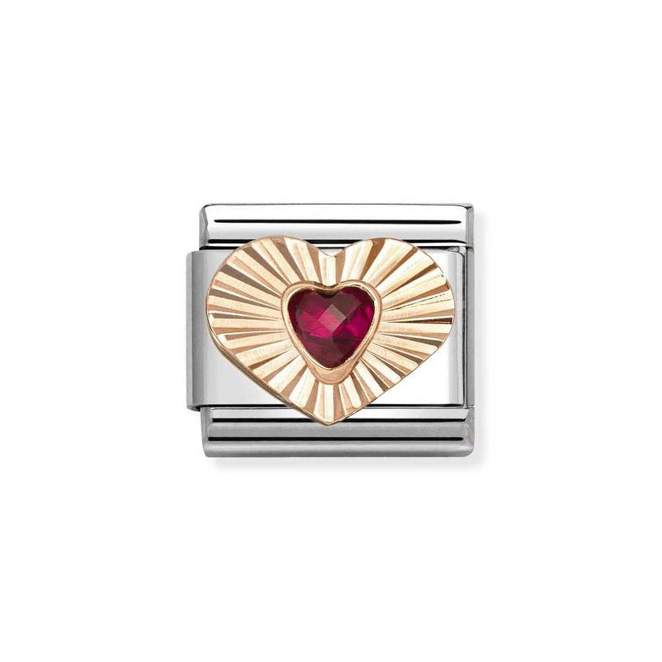 Charm Link Nomination Coração Cruz Vermelha