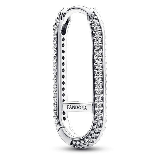 Brincos Pandora Sterling silver elongated hoop - Ana Joalheiros