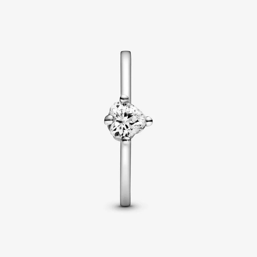 Heart sterling silver ring with clear cubic zirconia - Ana Joalheiros