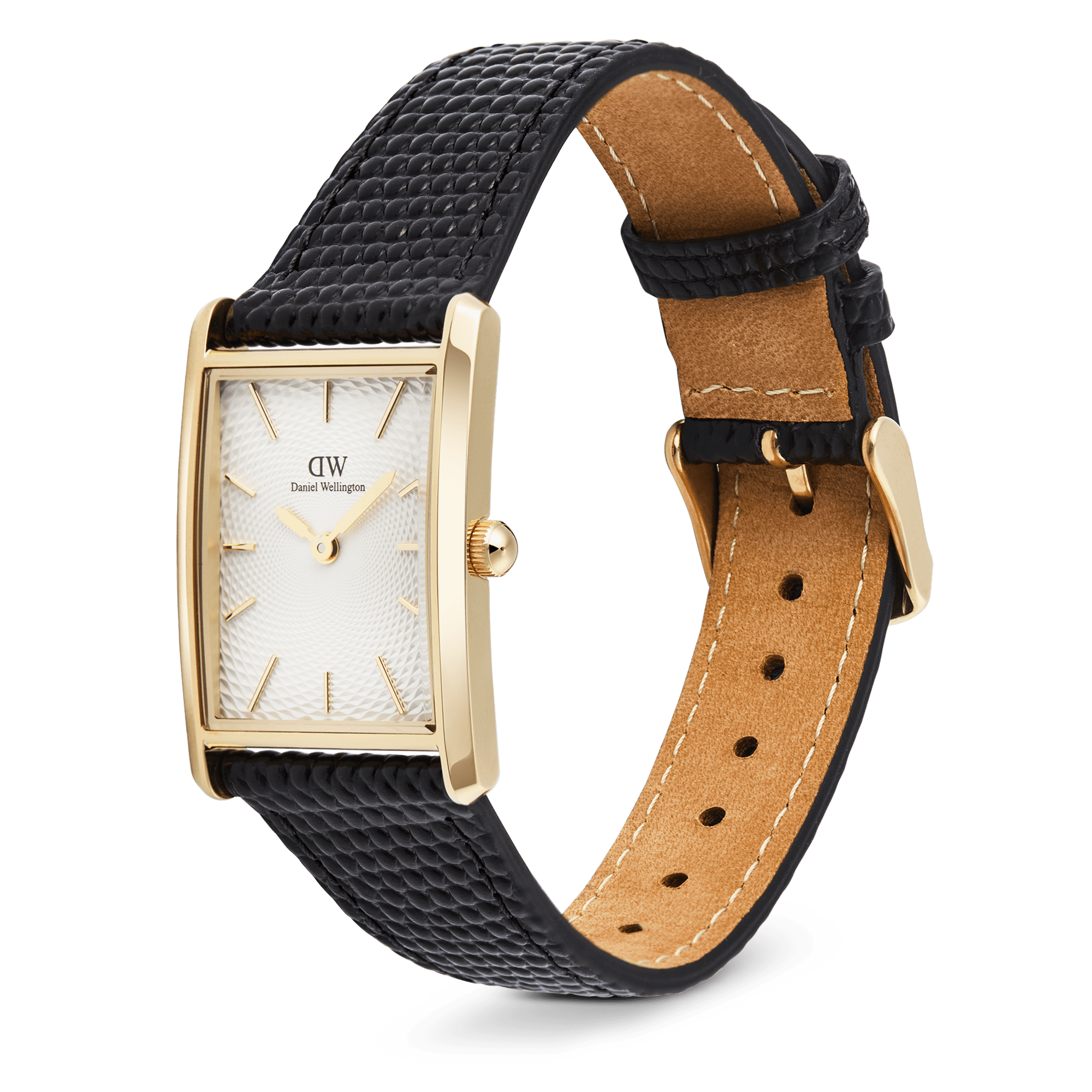 Relógio Daniel Wellington Bound Black Lizard Guilloché Gold
