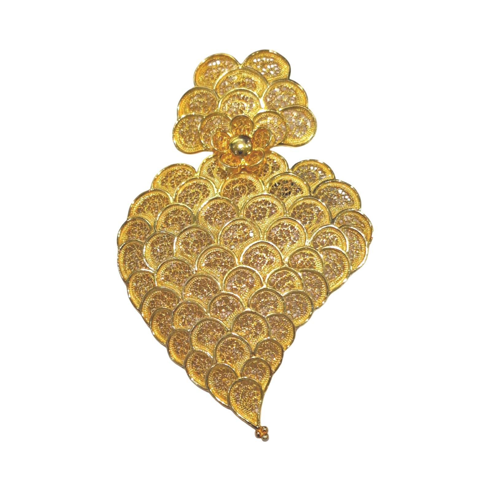 Charm Gold Plated Heart Scales Filigree