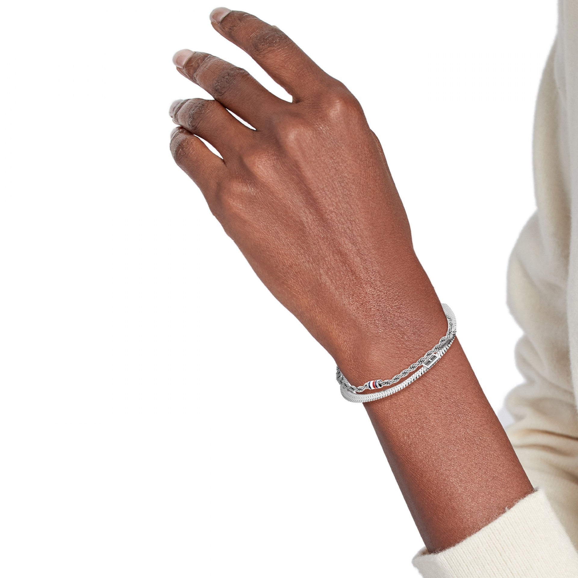 Pulseira Tommy hilfiger Dupla Aço Prateada