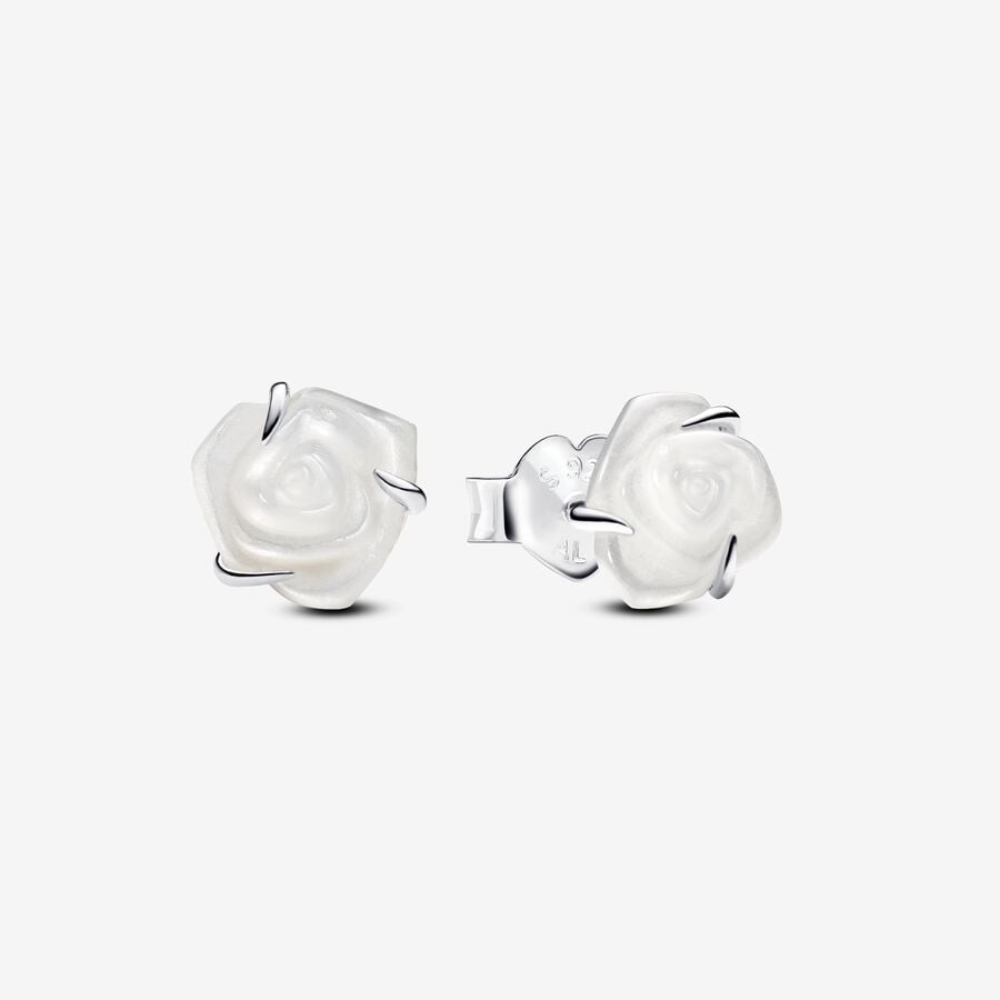 Brincos Pandora White Rose Sterling - Ana Joalheiros