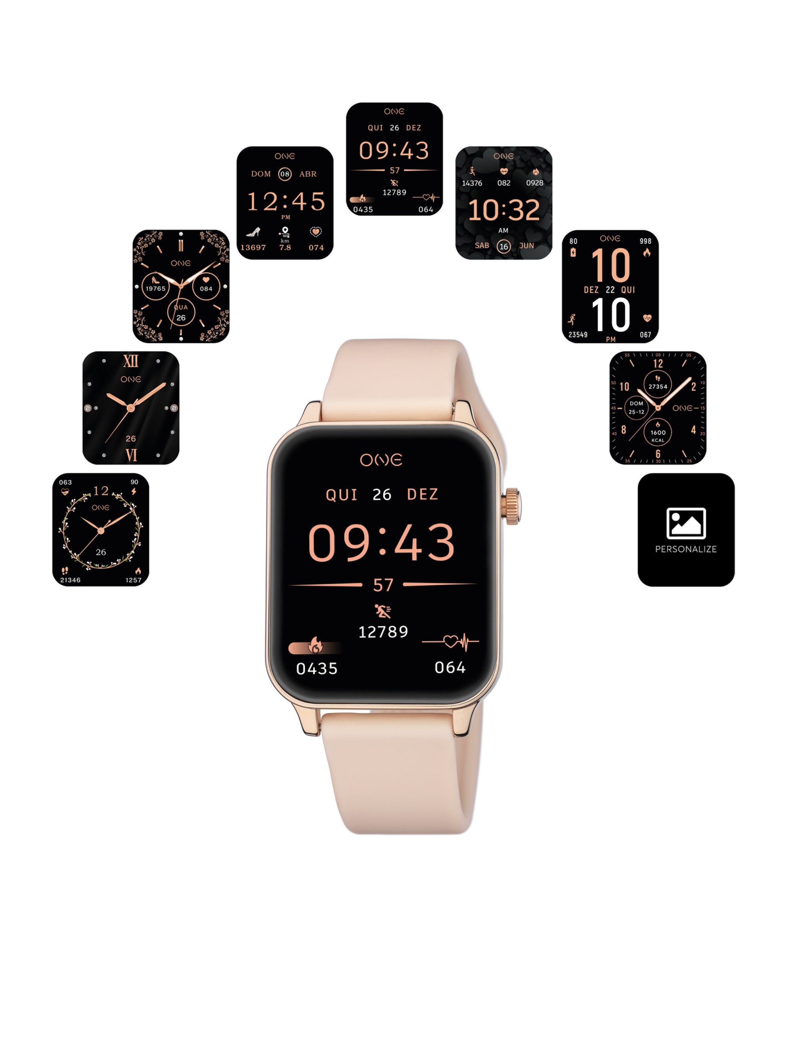 Smartwatch One Frame Rosegold Silicone