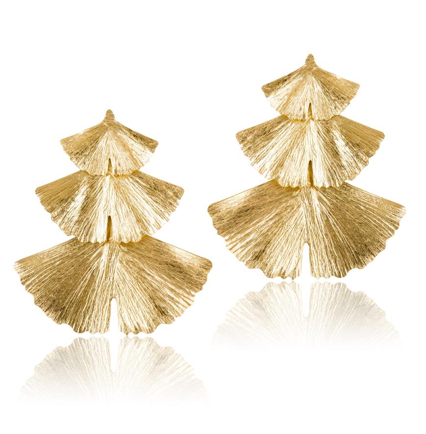 SaraSousaPinto Prata 925 Brincos Tornilho Ginkgo Biloba 3 F
