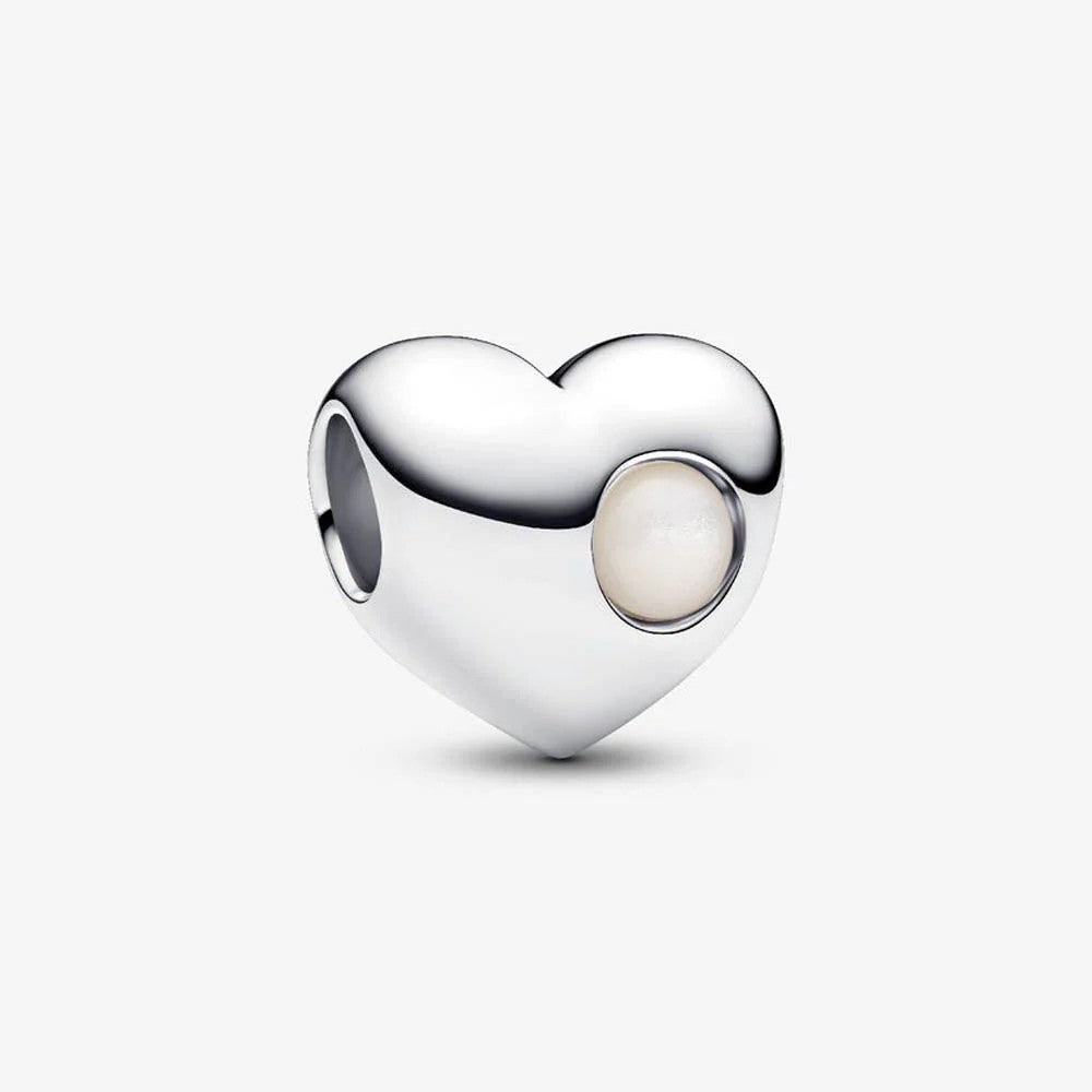 Conta Pandora Coração Pedra branca