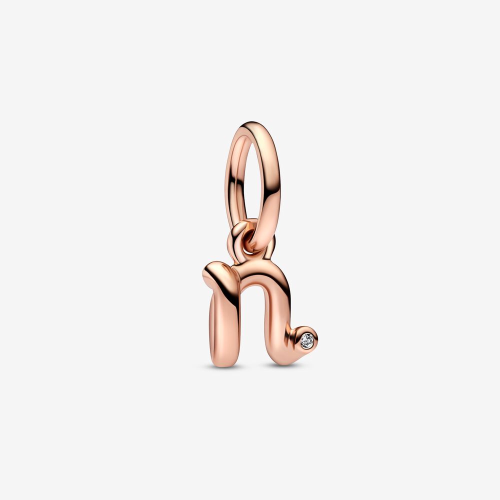 Berloque Prata e Ouro 14k PANDORA LETTER N - Ana Joalheiros