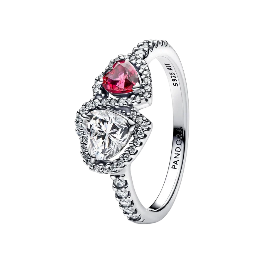 Anel Pandora 2 Corações Cherries