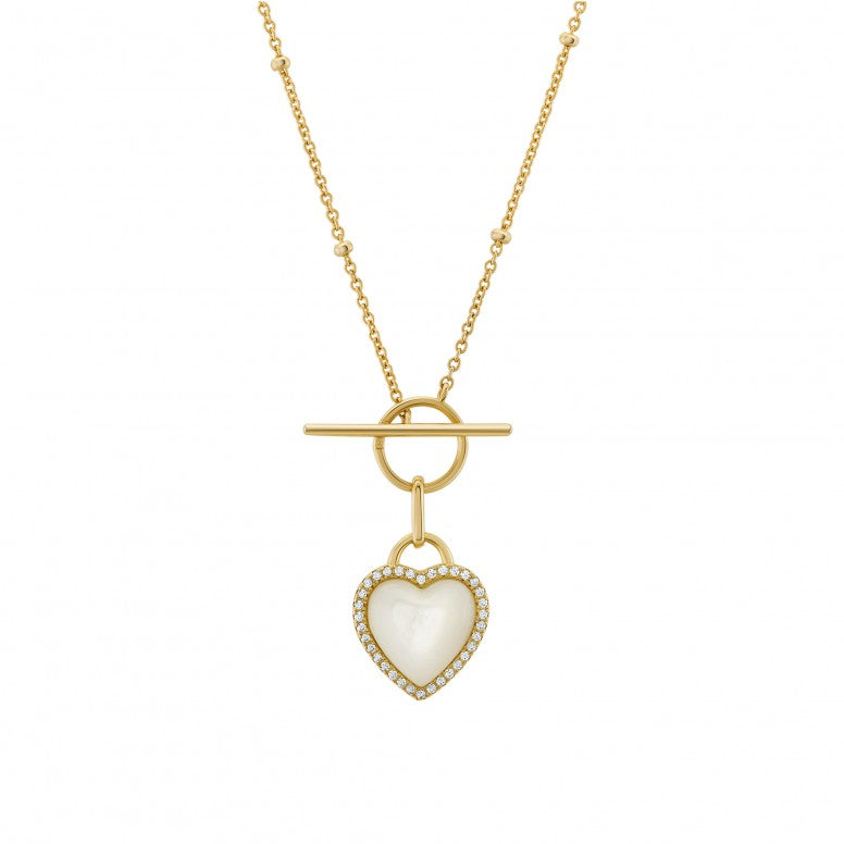 COLAR UNIKE  HEART MOTHER OF PEARL GOLD - Ana Joalheiros