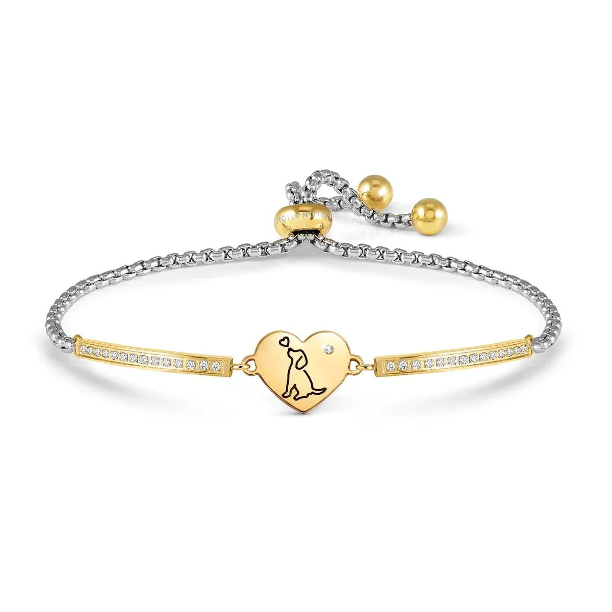 Pulseira Nomination Milleluci Coração Cão Dourada