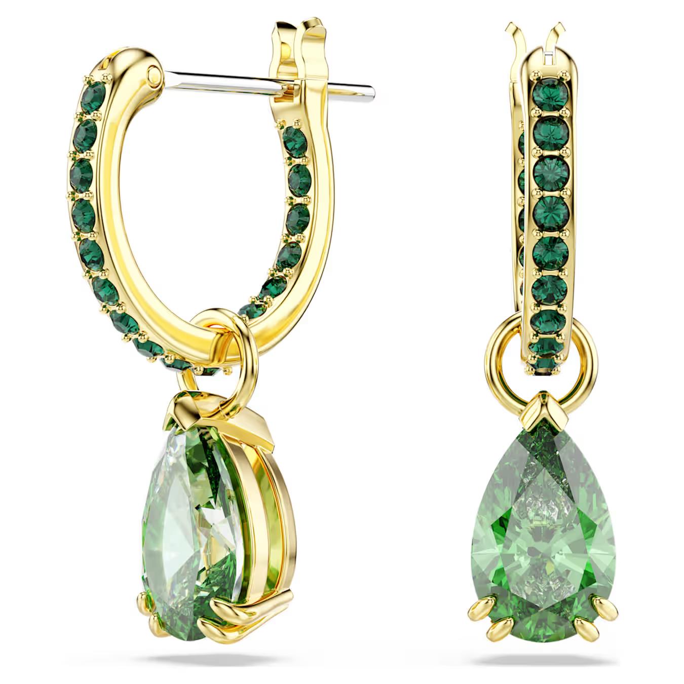 Brincos Swarovski Pear Cut Green - Ana Joalheiros