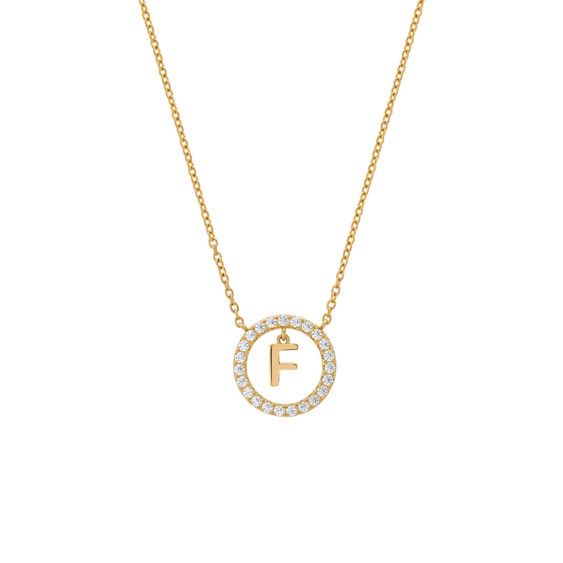 COLAR UNIKE LETTER IN CIRCLE F - Ana Joalheiros