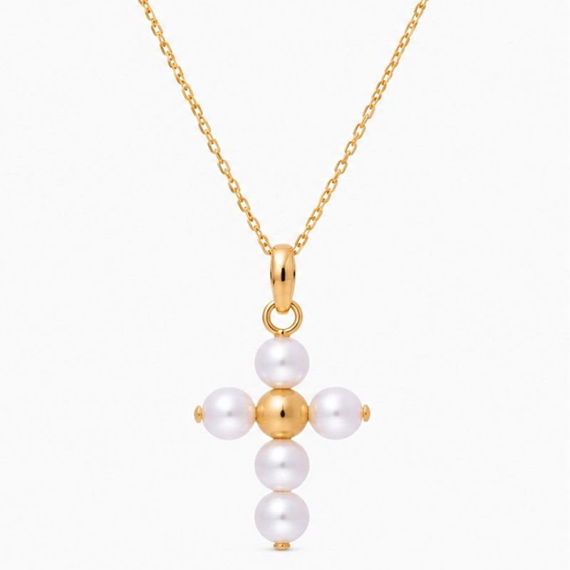 Colar Majorica Crosses Dourado