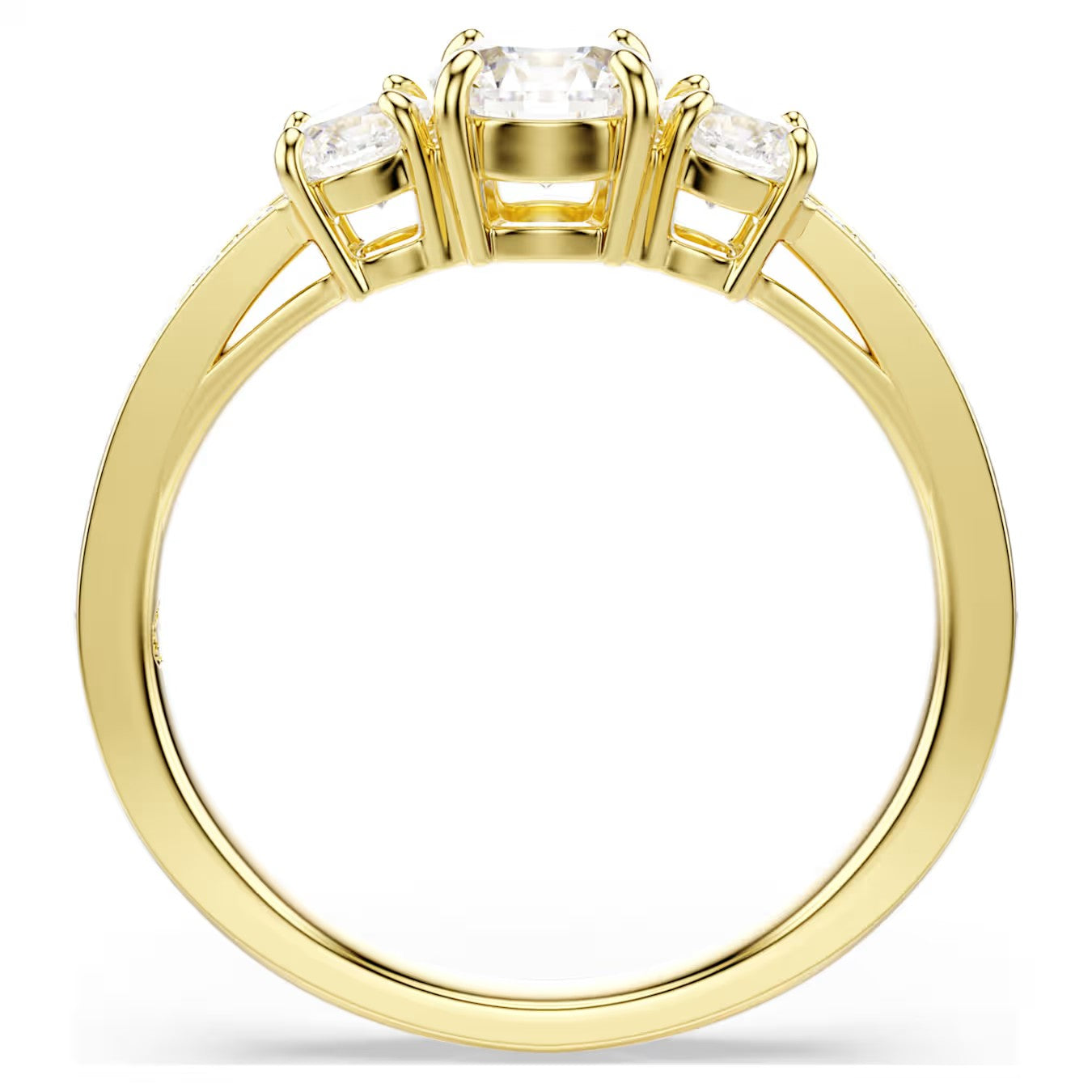 Anel Swarovski Lapidação redonda, Branco, Lacado a dourado