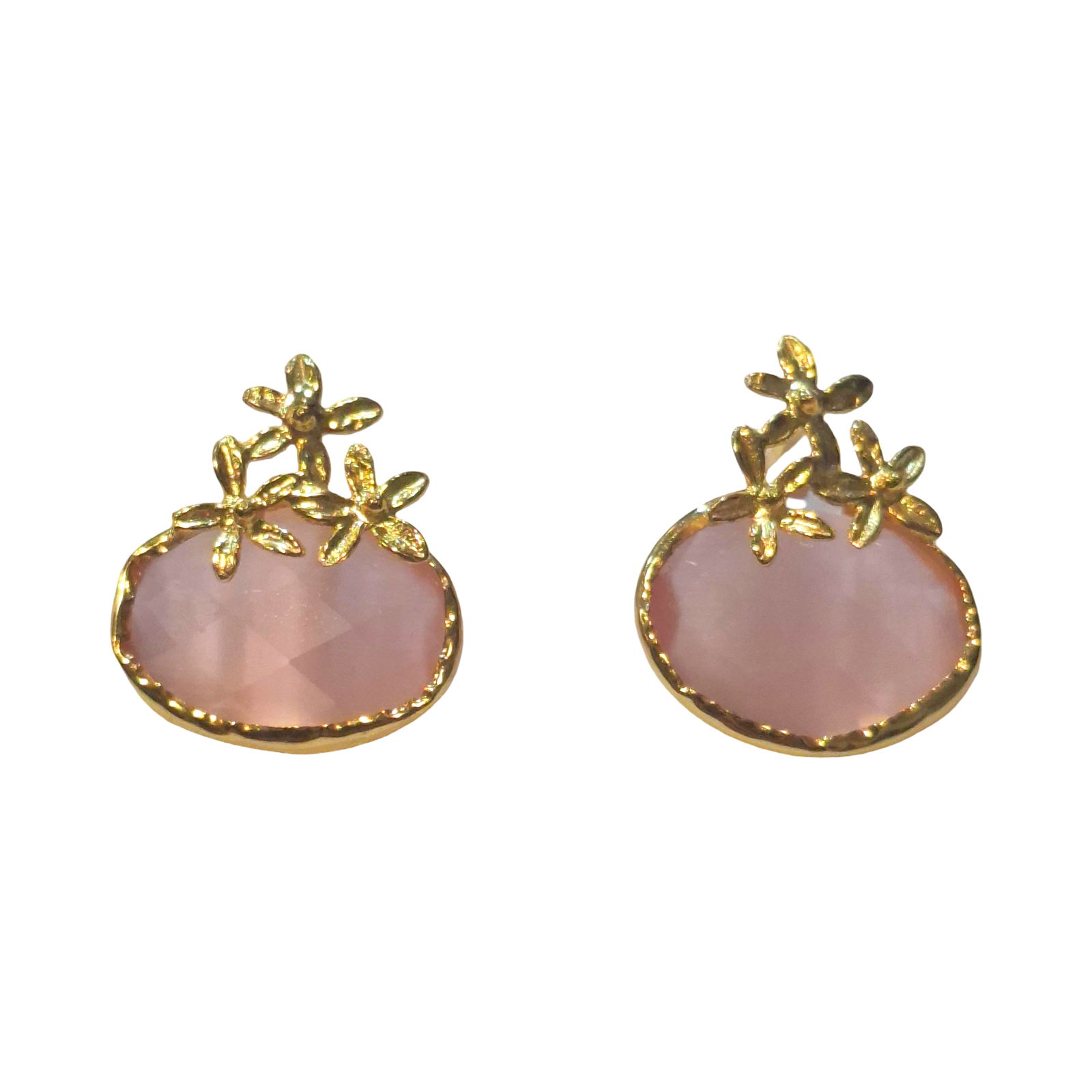 SILVER FLOWER EARRINGS+SYNTHETIC STONE