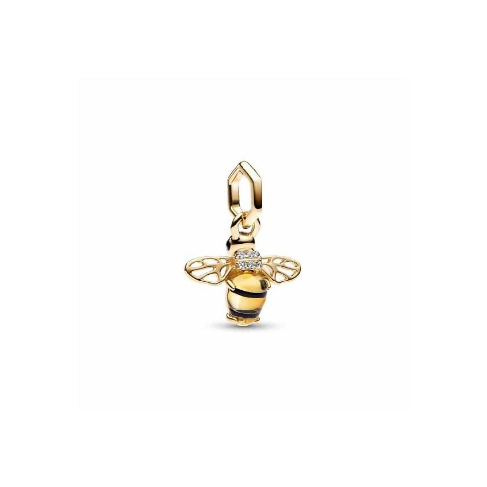 Charm Pandora Bee 14k gold-plated dangle with black - Ana Joalheiros
