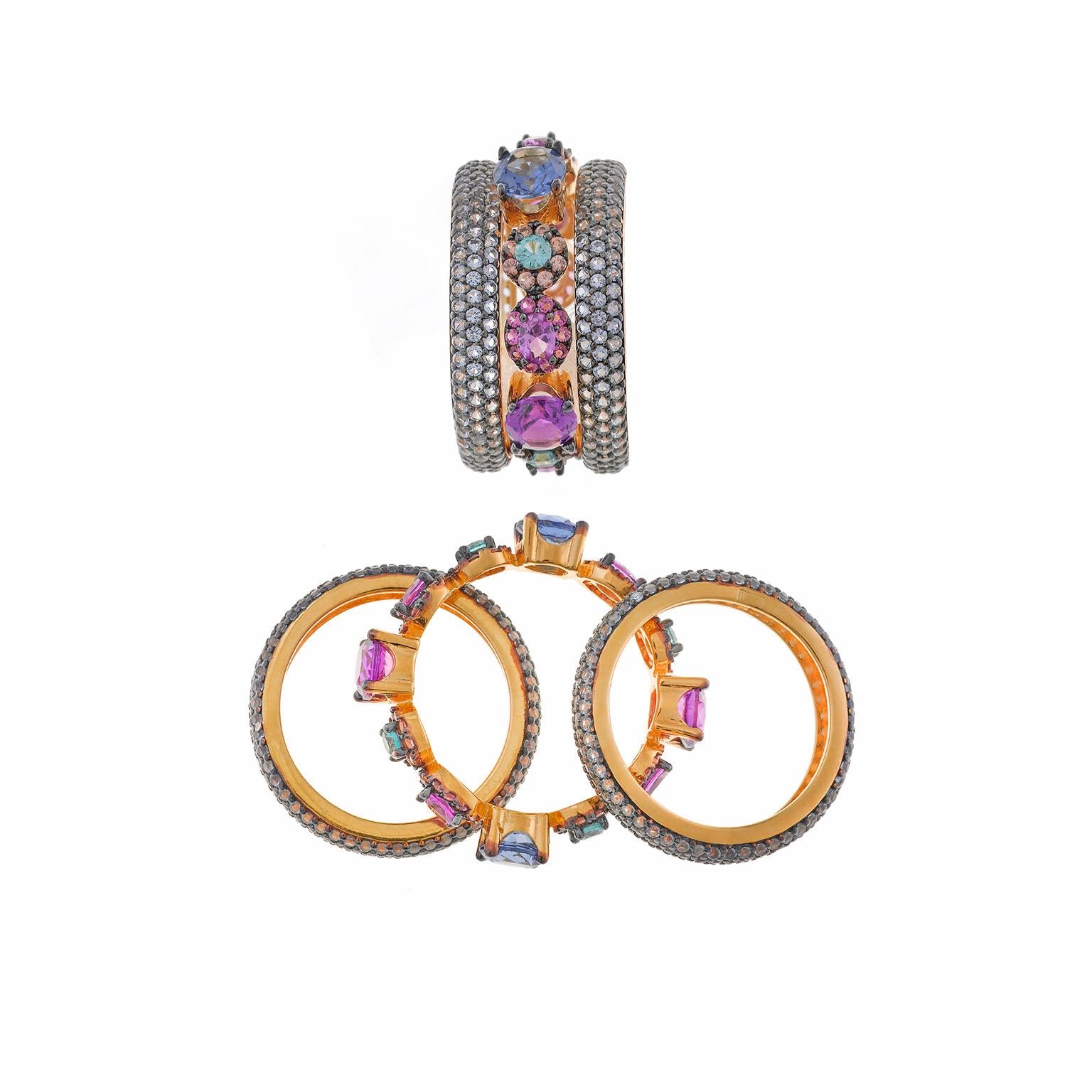 Anel Salvatore Plata Multicolour - Ana Joalheiros