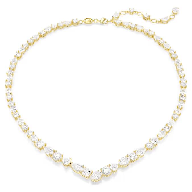 Colar Swarovski Mesmera Combinação de lapidações, Branco, Lacado a dourado