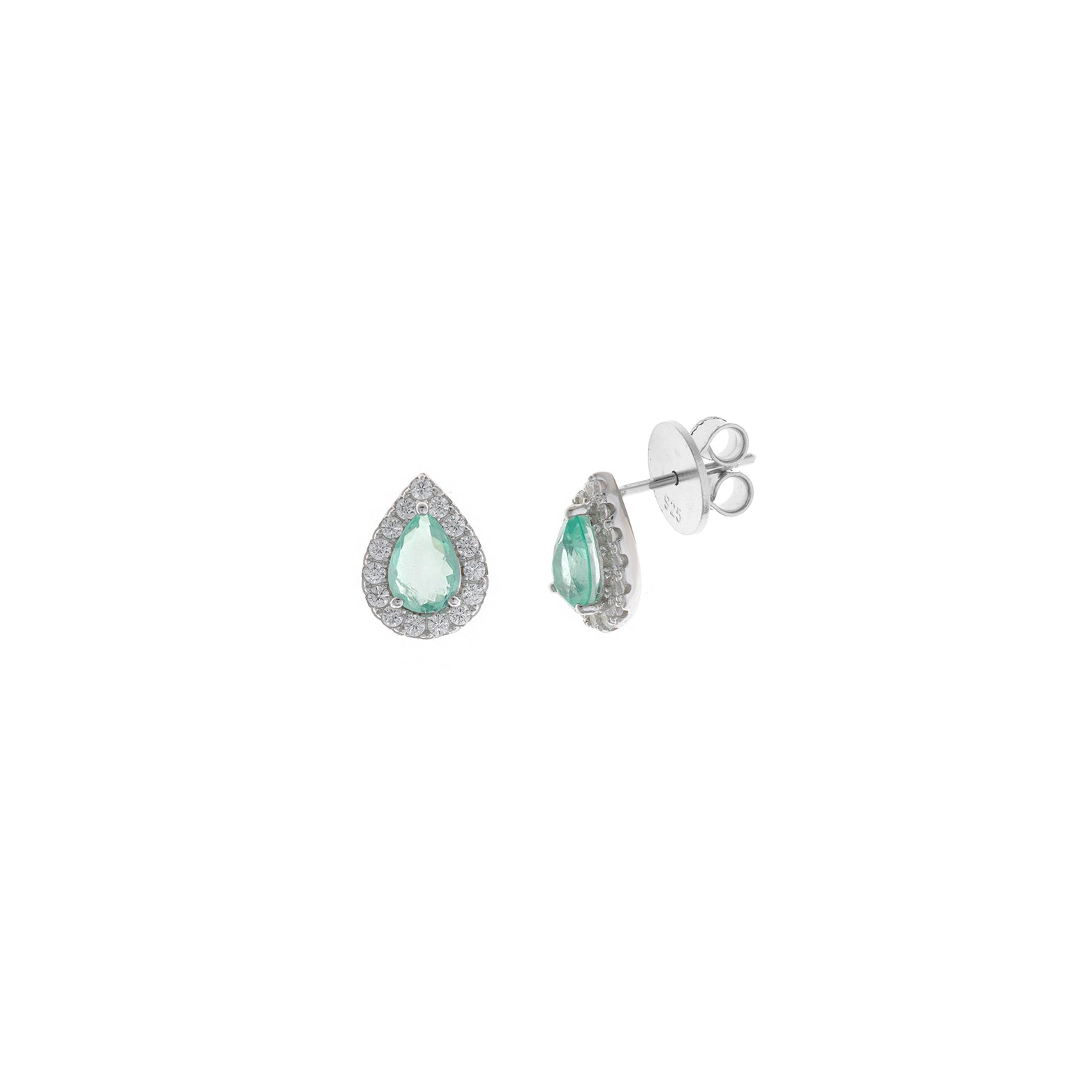 Brincos Salvatore Gota Cristal Menta - Ana Joalheiros