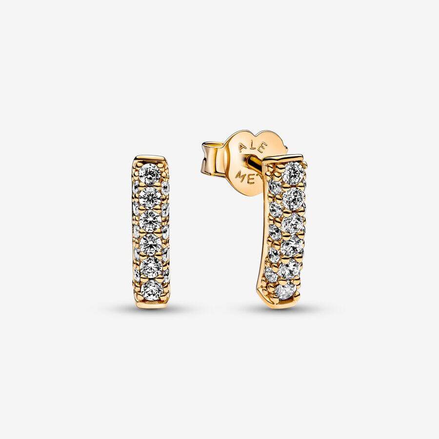 Timeless Pavé Single-row Bar Stud Earrings - Ana Joalheiros