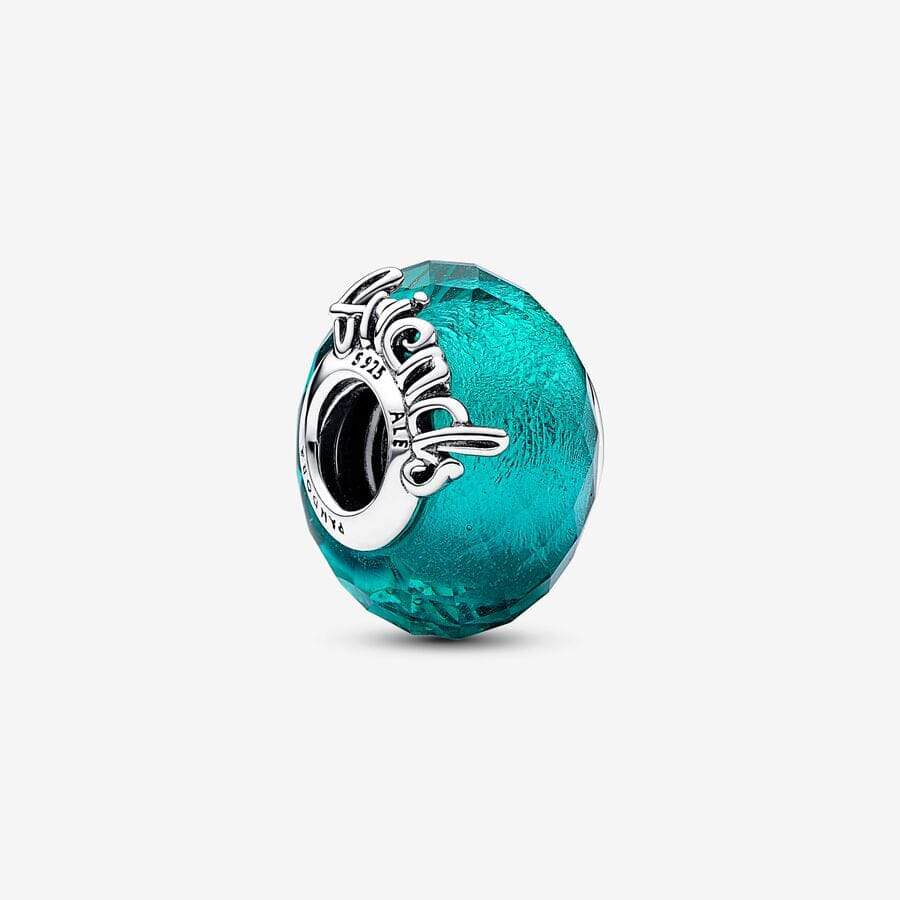 Always friends sterling silver charm with faceted green Murano glass with silver - Ana Joalheiros