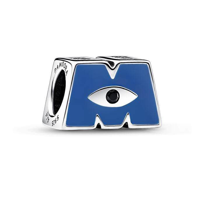 Disney Pixar Monsters Inc logo sterling silver charm with blue enamel and black - Ana Joalheiros